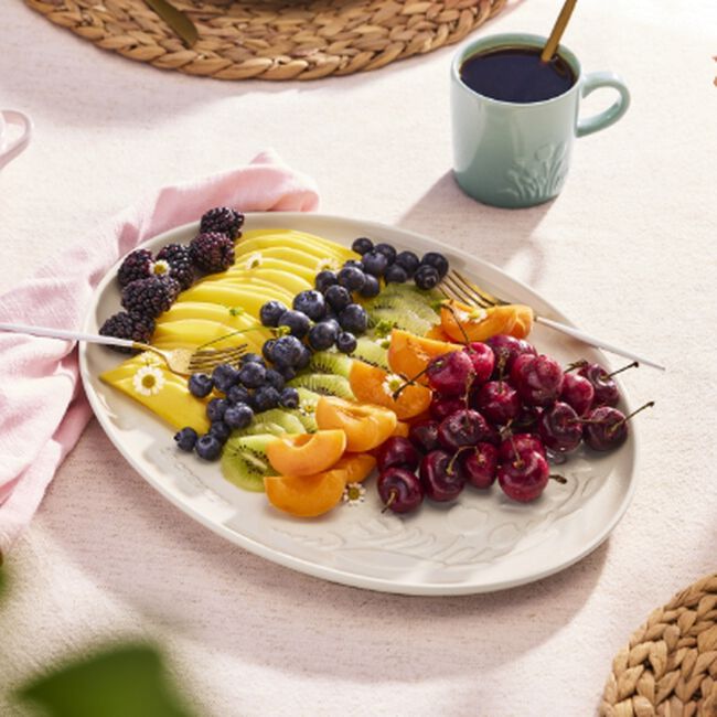Le Creuset Stoneware La Collection Jardin Oval Casserole Serving Platter 36cm image number 1